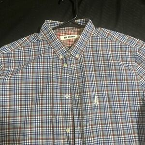 Ben Sherman Men's Red and Blue Plaid Shirt